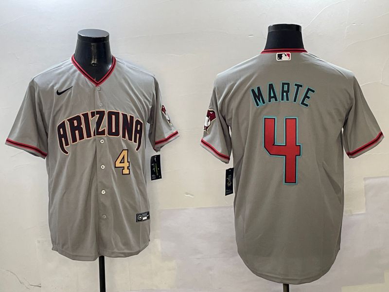 Men Arizona Diamondback #4 Marte Grey Game 2025 Nike MLB Jersey style 4->arizona diamondback->MLB Jersey